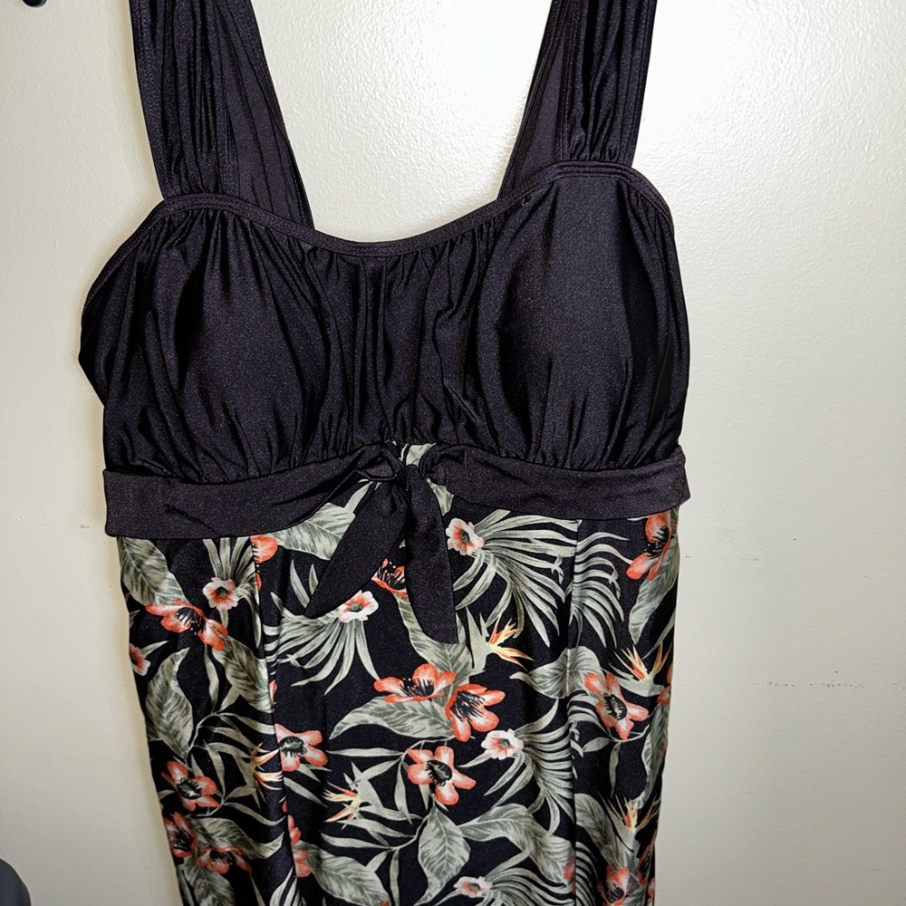 Tropical Floral Brown One-Piece Swimsuit